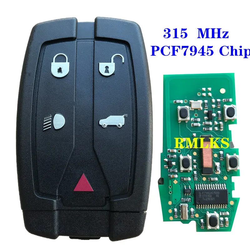 For Land Rover Freelander 2 5 Buttons Smart Remote control Car Key Keyless Fob433/315 Mhz PCF7945 Chip With Insert Key Blade