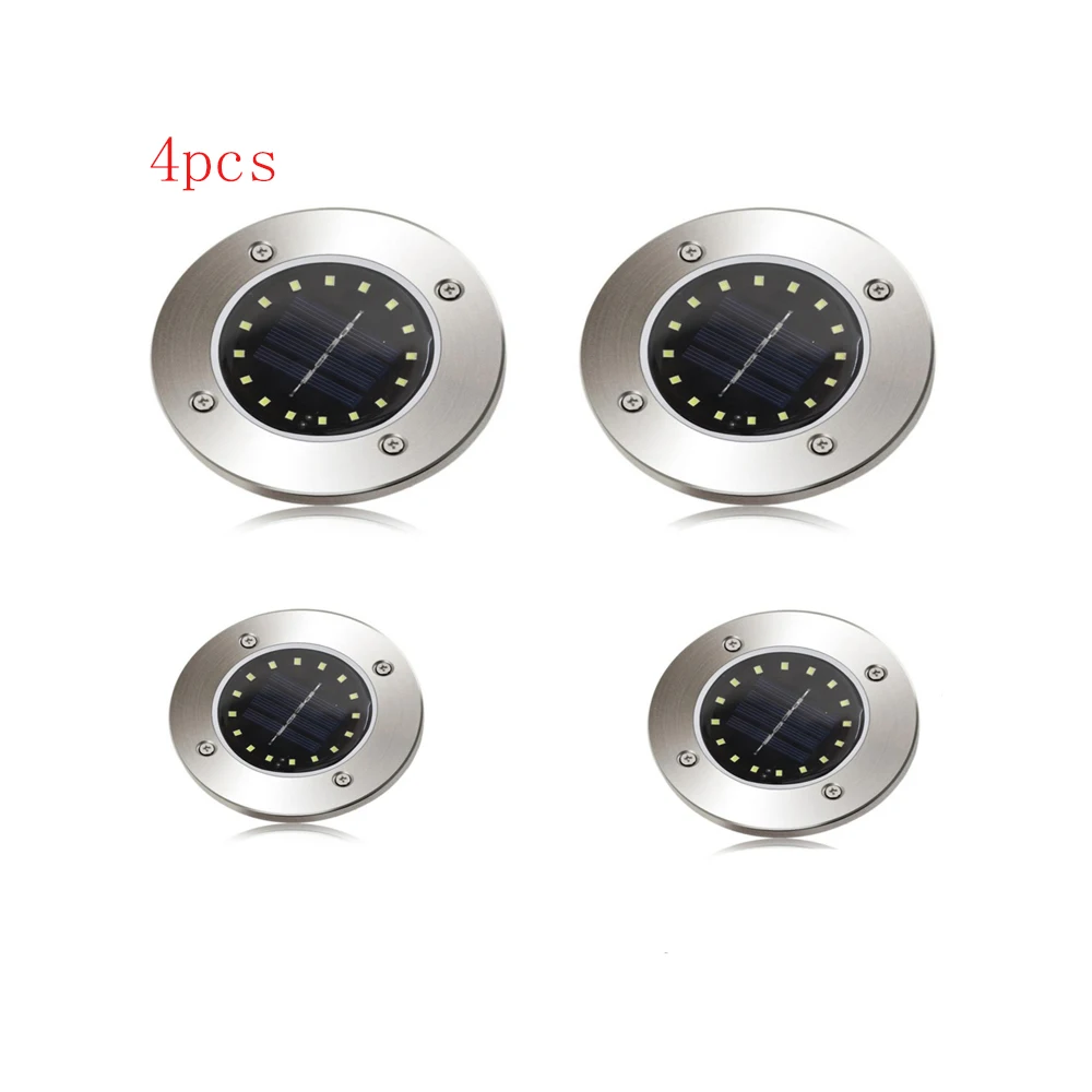 4Pcs LED Solar Buried Floor Light Waterproof Stainless Steel Underground Lights Outdoor Garden Road Path Stairs Ground Lawn Lamp 7