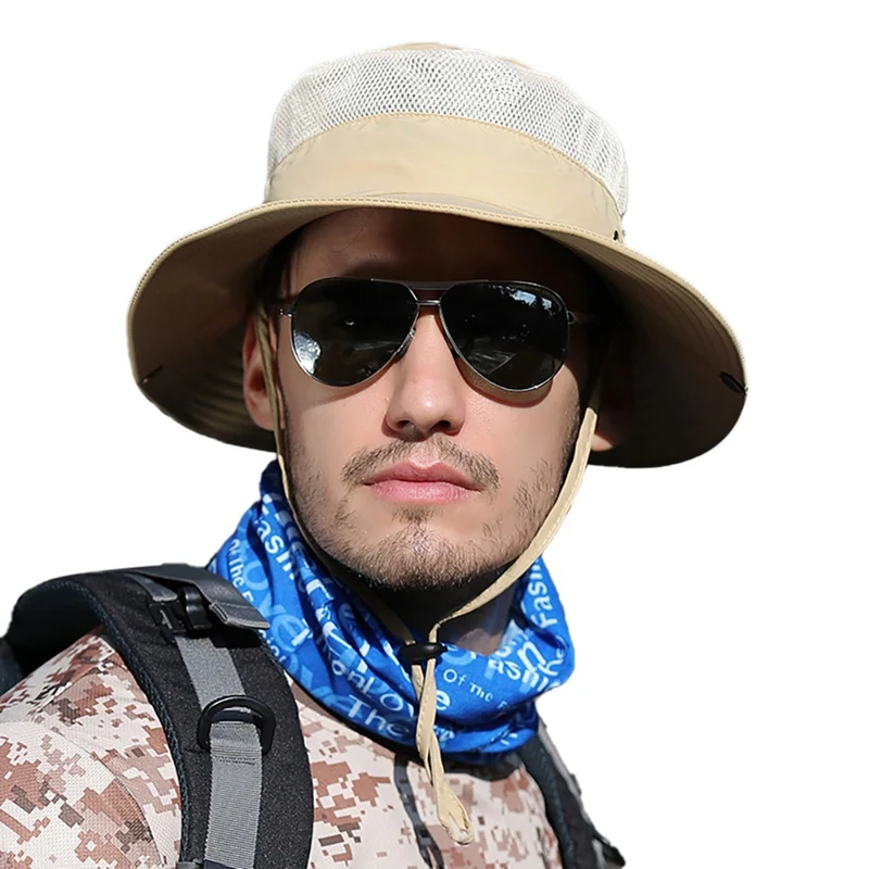 K Bucket Hat Lightweight Quick Drying Folding Sunshade Outdoor Fisherman Cap With Chin String - Цвет: K