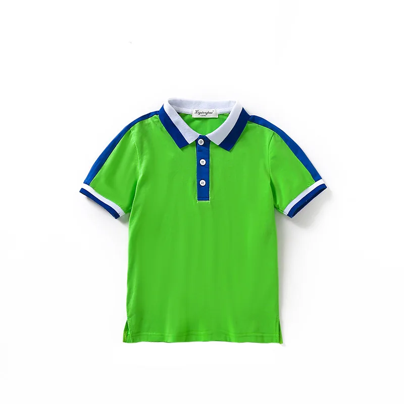 Xi yu tong hua Children Pure Cotton Fold-down Collar Versatile Polo Shirt Customizable Clothes Kindergarten School Uniform Games