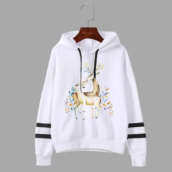 

Women Autumn Hoodides Women Animal Printing Stripe Round Collar Long Sleeves Sweatshirt Tops gothic толстовка sudadera mujer