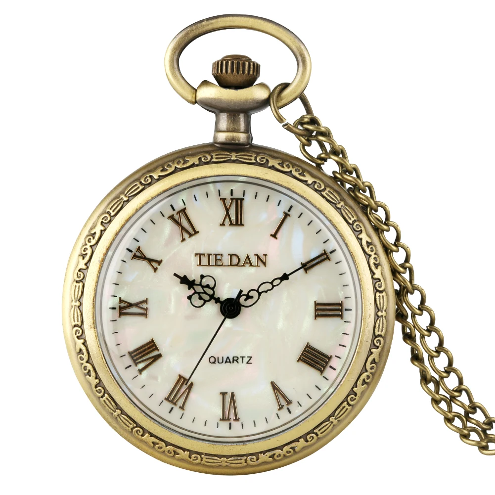 Exquisite Necklace Quartz Pocket Watch Women Slim Chain Retro Shell Dial Male Pendant Watch Gift zuster 1