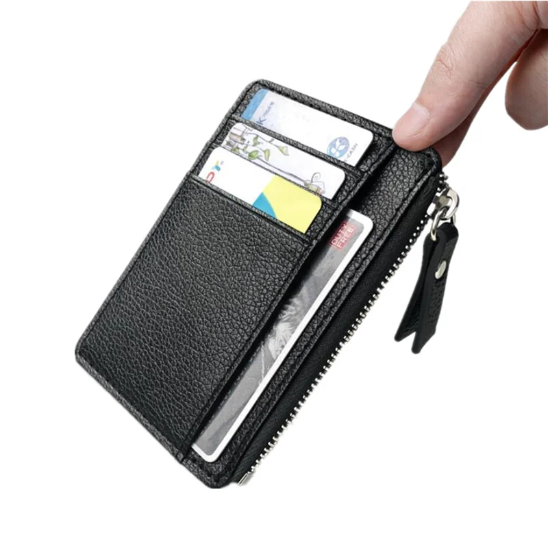PURDORED 1 шт. металлический мужской кошелек Анти Rfid ID держатель для карт Чехол Мужской кошелек для монет женский мини карбоновый кредитный держатель для карт на молнии