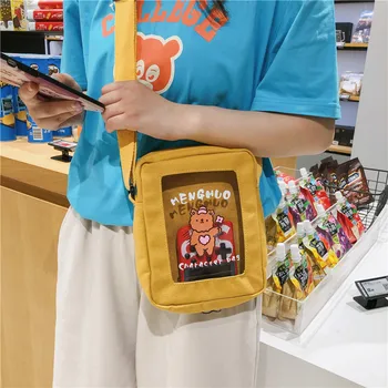 

Shoulder Bags for Women Crossbody Bags 2020 Fashion Canvas Bookbag School Students Messenger Bags Cute Cartoon Clear Handbags