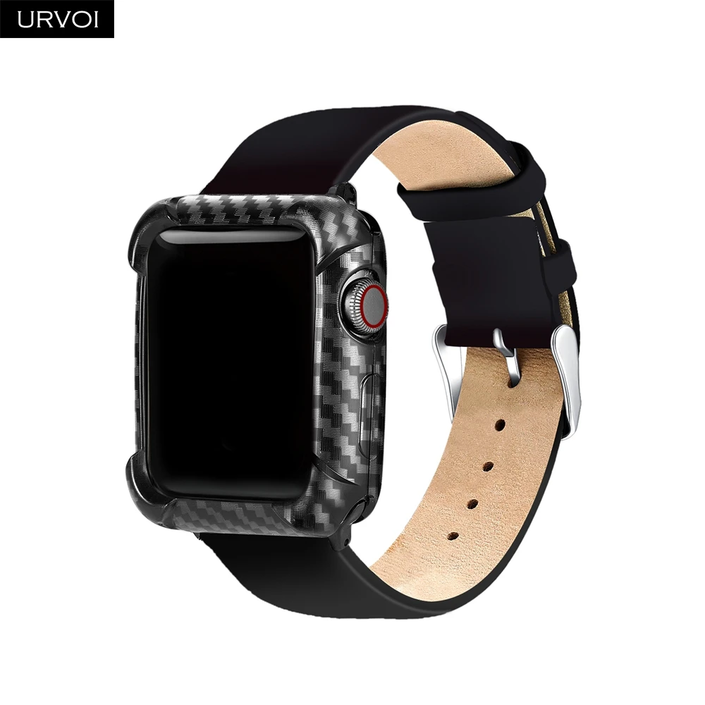URVOI крышка для Apple Watch серии 6 SE 5 4 3 2 TPU чехол печатание углеродного волокна бампер
