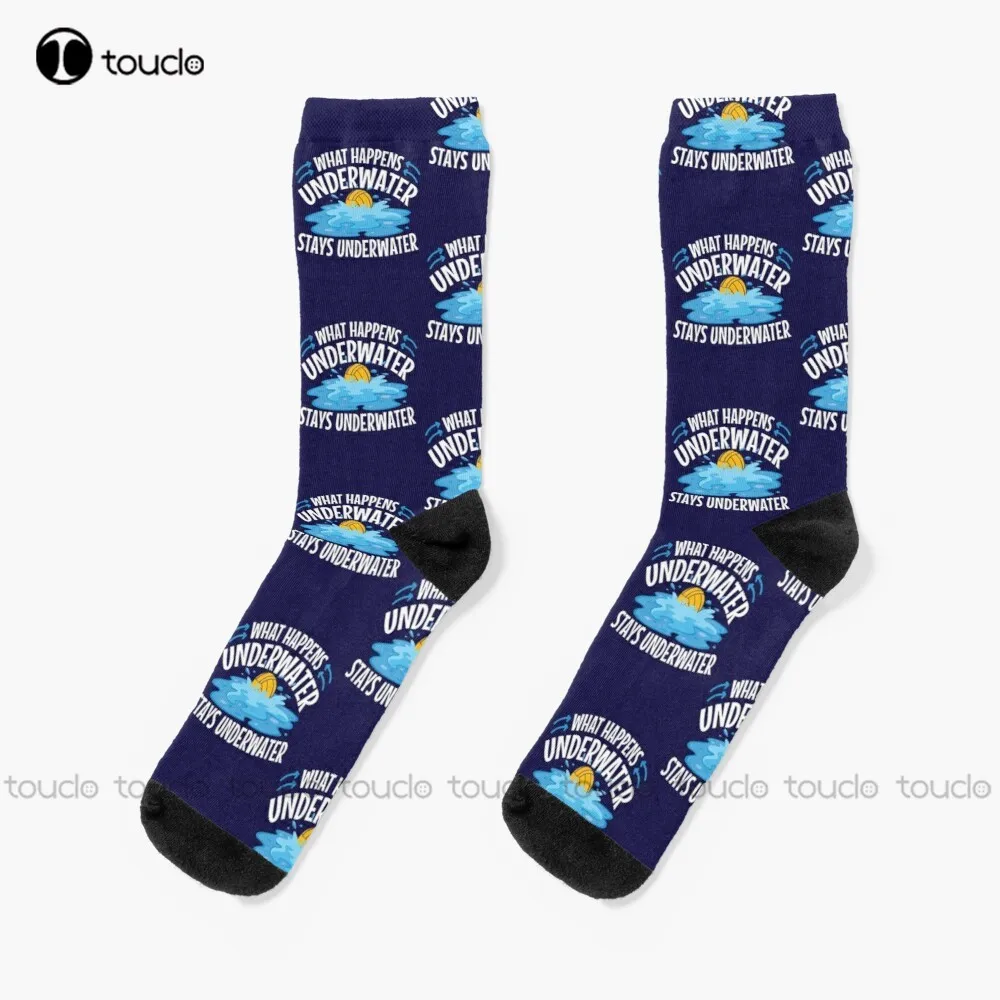 

New Water Polo What Happens Underwater Stays Underwater Socks Halloween Socks Men Personalized Custom Unisex Adult Socks