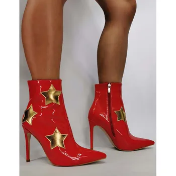

RIBETRINI Ins Hot Female Pointed Toe Zipper Ankle Boots High Heels Sexy Christmas Boots Women Designer Luxury Autumn Shoes Woman