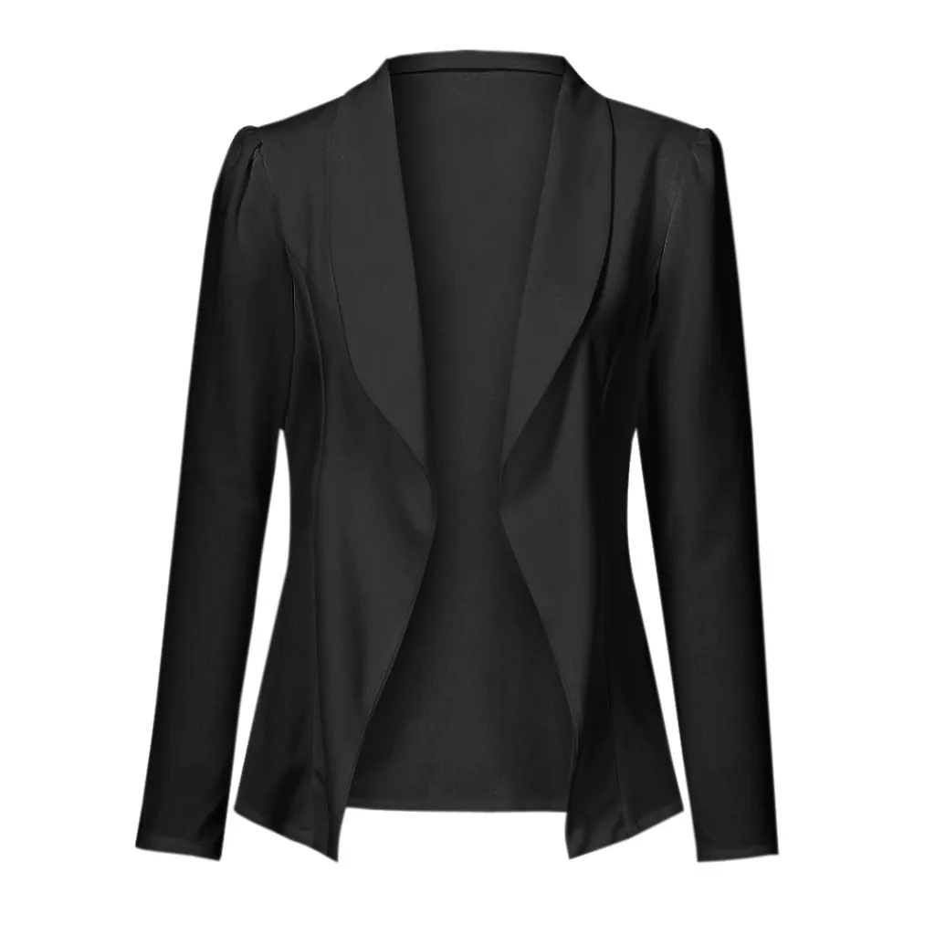 

JAYCOSIN Women's Elegant Style Long Sleeve Turn Down Collar Brief blazer Ruched Asymmetrical Casual Business Suit Outwear 2019