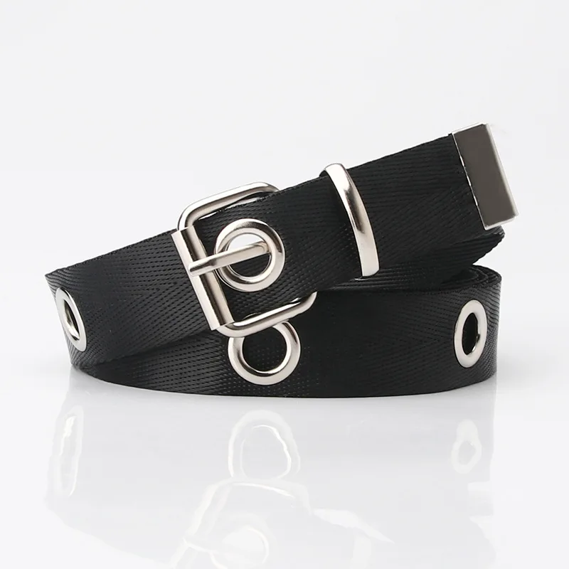 

Fashion Personality Women's Belt Female Simple Joker Jeans Air Eye Canvas Waistbelt Lengthen Punk Style Women's Belt