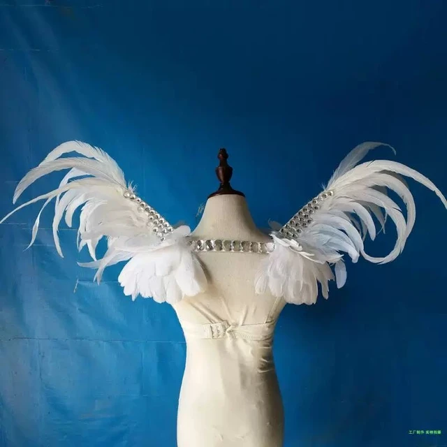 Disfraz de bola de escenario de plumas blancas para hombre, ropa de Ángel,  fiesta de Navidad, actuación, DJ, cantante, traje de baile, moda -  AliExpress