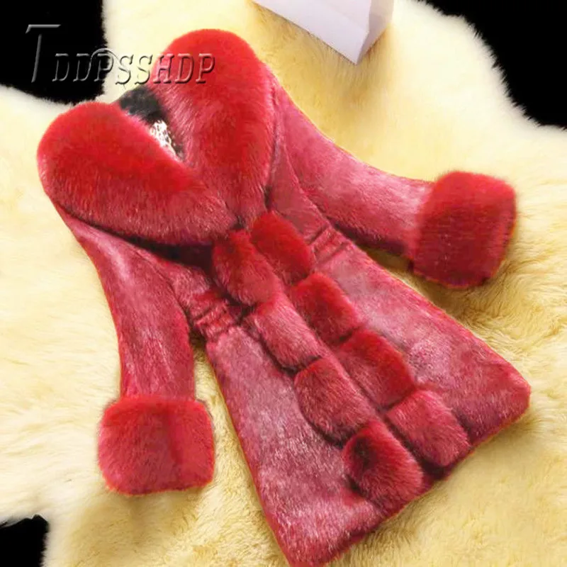 Fashion Imitation Rabbit Fur Women Coat M-4XL Size Female Jacket - Цвет: 5