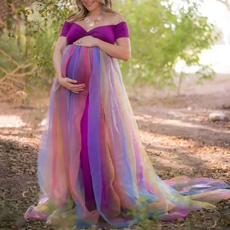 Colorful Tulle Maternity Dresses 