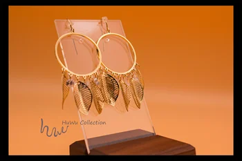 

Leaves on Hoop Dangle Earrings Tassels-liked Big Ear Drops for Women Newest The Buyer's Pick Ear Hoop from HuWu Independe Design