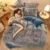 JUSTCHIC Good Night Cat Пододеяльник Серый Синий Двусторонняя Снежинка Бархат Теплый пододеяльник Наволочка Зимнее одеяло