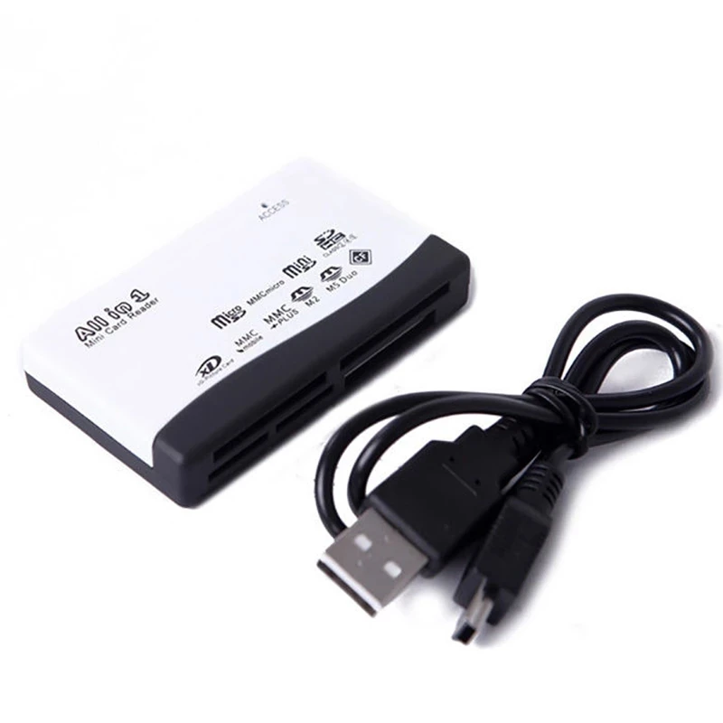 SD MMC XD MS CF MD 메모리 카드 리더, 멀티 인 원 USB 2.0 스마트 미디어 카드 리더