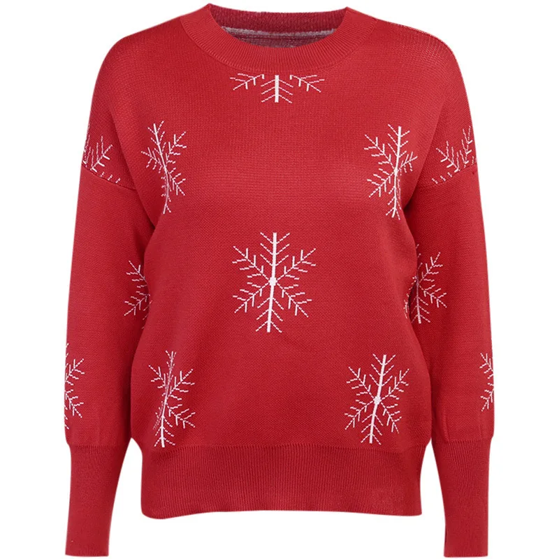 

2020 Korean Autumn new round neck long sleeve sweater Christmas snowflake elements long sleeve sweater warm fashion collection