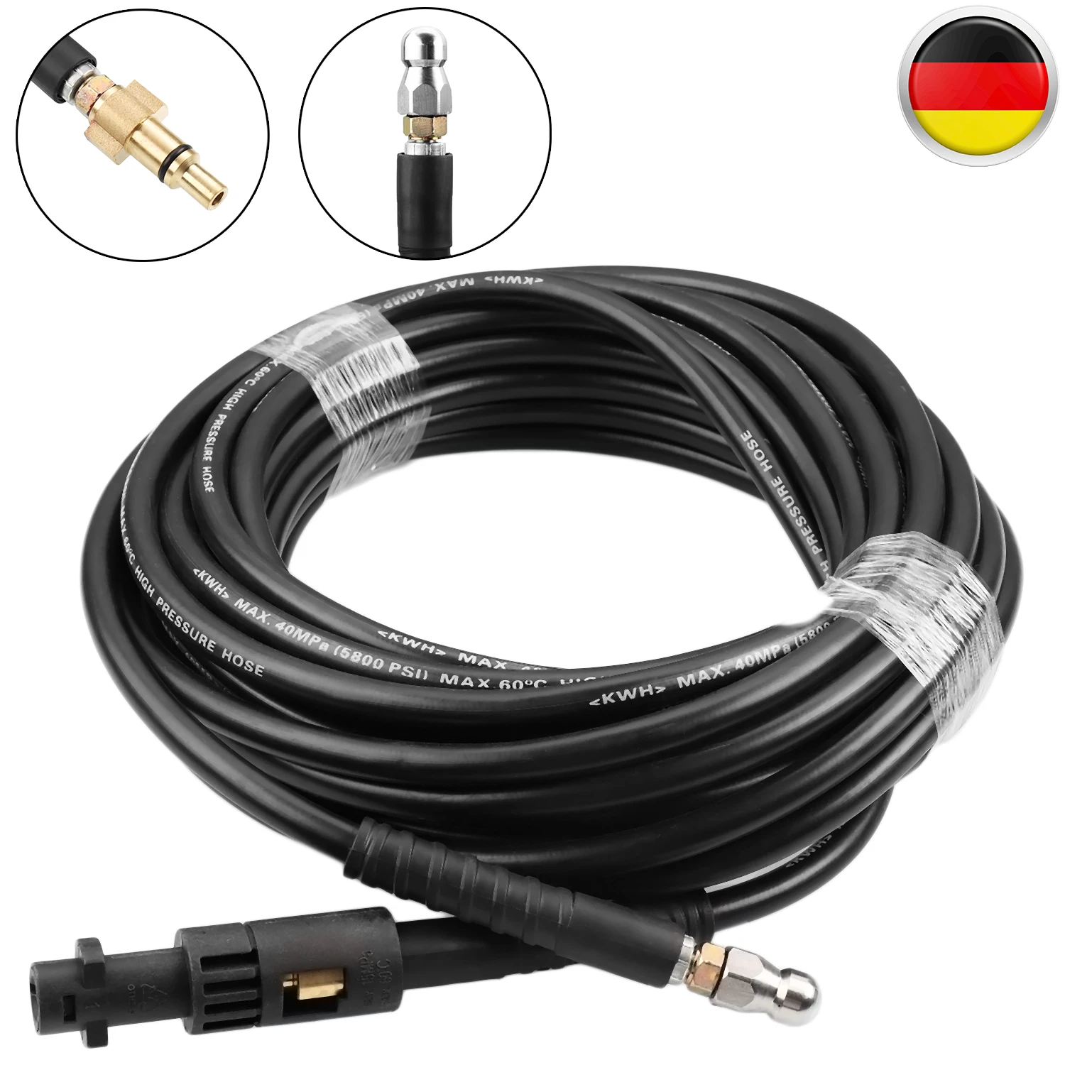 

15m/49ft Druckreiniger-Schlauch Adapter Pipe Drain And Tube Cleaning Cleaner Kit Pressure Washer Hose Set Rubber Pressure Washer