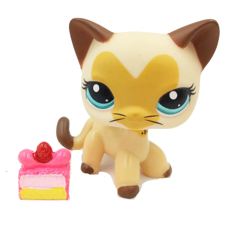 Littlest Pet Shop LPS Toys Heart Face Yellow & Tan Short Hair Kitty Cat  #3573 