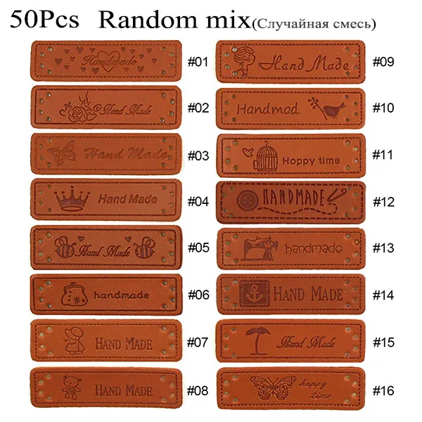 Random Mix 50 шт смешанный мультфильм шаблон этикетка Швейные животные ручной работы бирки из искусственной кожи этикетка ручной работы милые бирки для вязания шляп/одежды DIY - Цвет: Random Mix