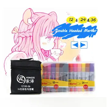 

12/24 Color Large Capacity Double Head Marker Oily Color Marker Professional Art Markers Office School Supplies Brush Pens