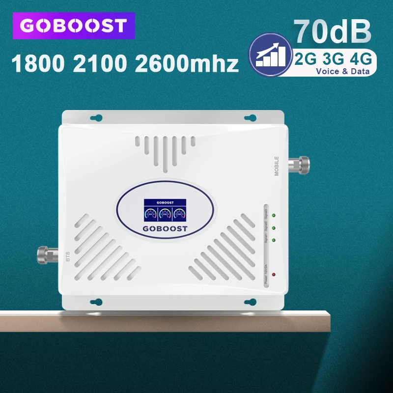 70dB Tri band Cellular Signal Booster LTE 1800 4G Amplifier 2100 UMTS 2600 Singal Repeater Internet | Мобильные телефоны и