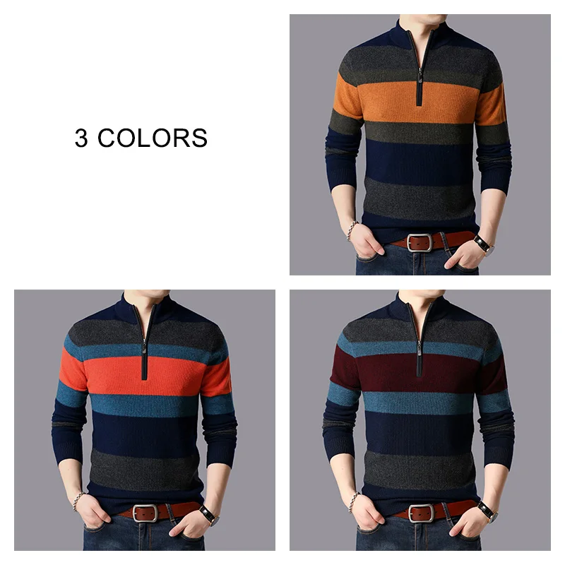 COODRONY Brand Sweater Men Thick Warm Winter Zipper Turtleneck Sweaters 100% Merino Wool Pullover Men Cashmere Pull Homme 93033