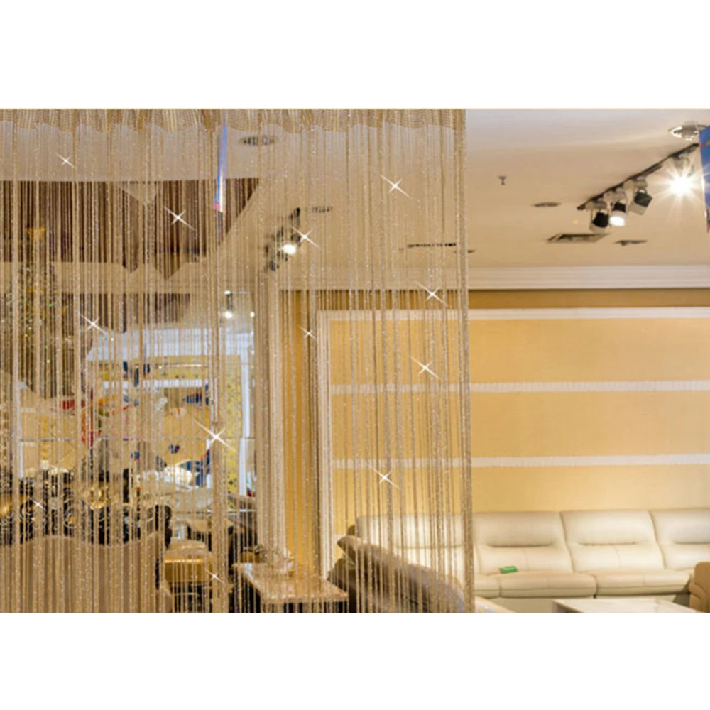 

Home Window Silver Decoration Shiny Tassel Flash Line String Curtain Door Divider Curtain Valance