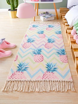 

Cotton Woven Rug Mats Washable Boho Rug Runner Farmhouse Tassels Traffic Area Rugs Fringe Throw Rug for Bathroom Kitchen Bedroom