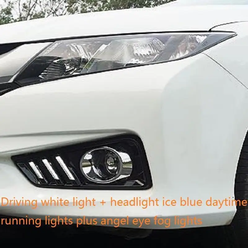 MODEL R Assessoires запчасти Drl Cob дневные ходовые светодиодные Авто наружные фары передние противотуманные задние Автомобильные фары в сборе 15 16 для Honda City - Цвет: MODEL R