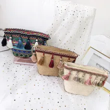 MAIOUMY сумки, женская сумка, Пляжная соломенная сумка, этнический стиль, лента, кисточка, сумка-мессенджер, модная Корейская версия, сумка через плечо