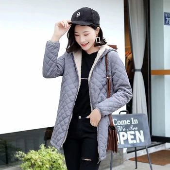 

Women Fur Lining Coat Women Winter Solid Slim Zipper Warm Thick Long Jacket Hooded Parka Jacket Coat