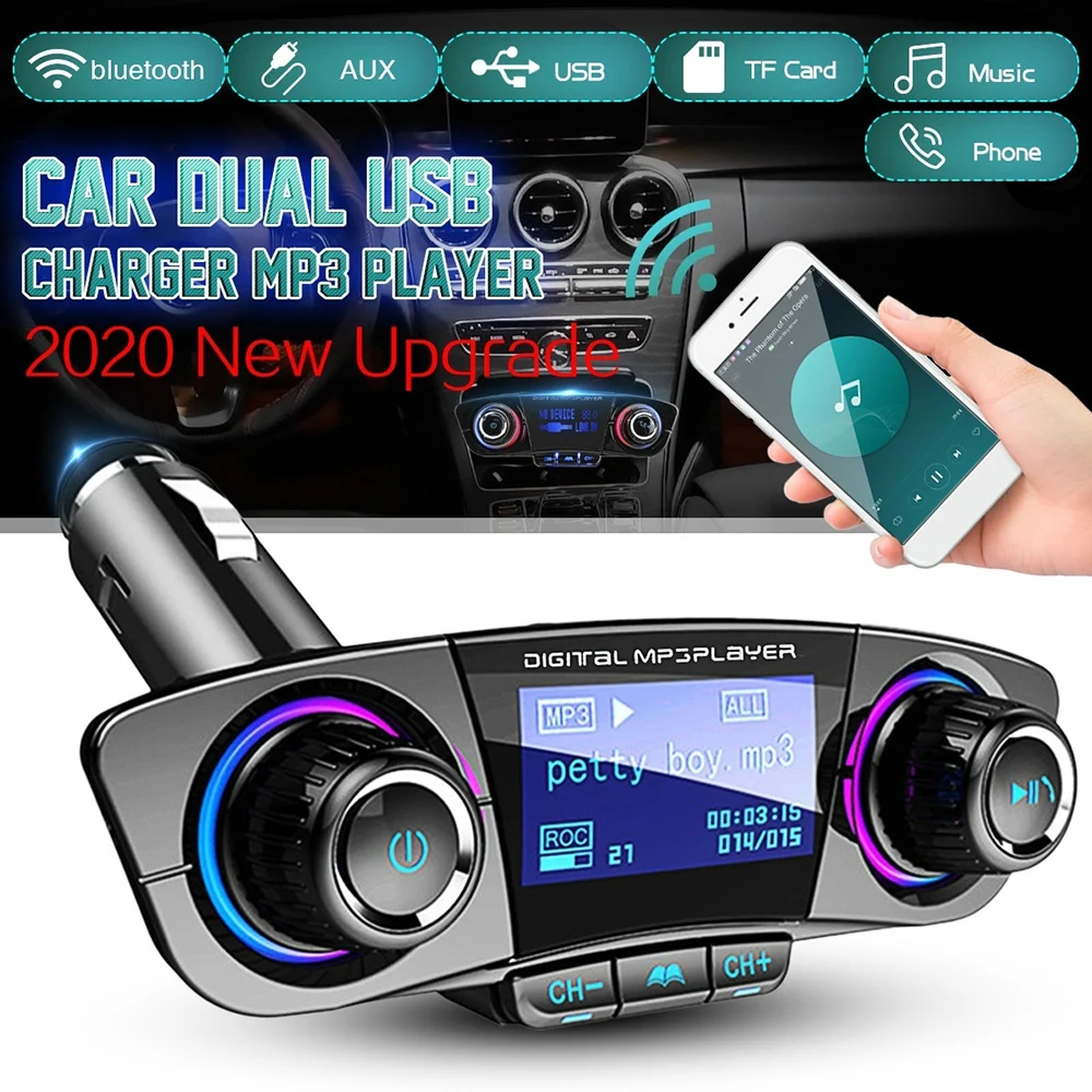 Upgrade Wireless bluetooth Handsfree Calling Dual USB 2.1A Fast Charger Car Kit FM Transmitter MP3 Player Radio Adapter |