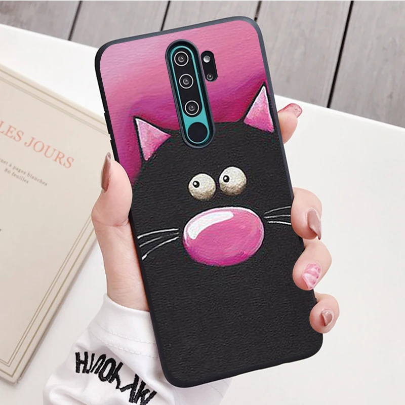 Kim Haskins Cat black Silicone Phone Case For Redmi note 9 8 7 Pro S 8T 7A Cover