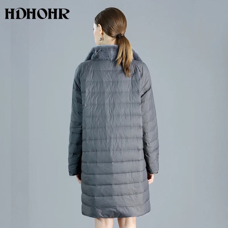 Новинка 2020 Женское пальто HDHOHR из натурального меха норки с двусторонней