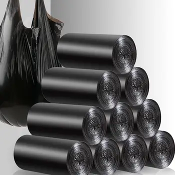

100PCS Large Garbage Bags Black Thicken Disposable Environmental Waste Bag Privacy Plastic Trash Bags 43x63CM