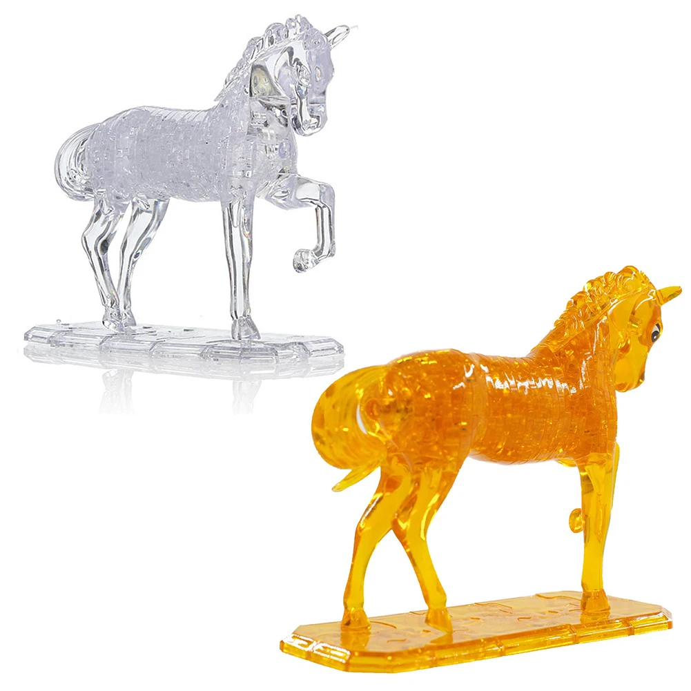 3D лошадь хрустальные Пазлы DIY строительные блоки настольное украшение Коллекционная модель украшение семьи ребенок познание развивающие игрушки