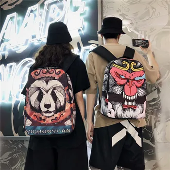 

Schoolbag Female Korean Edition High School Canvas College Cartoon Backpack Male Backpack Fashion
