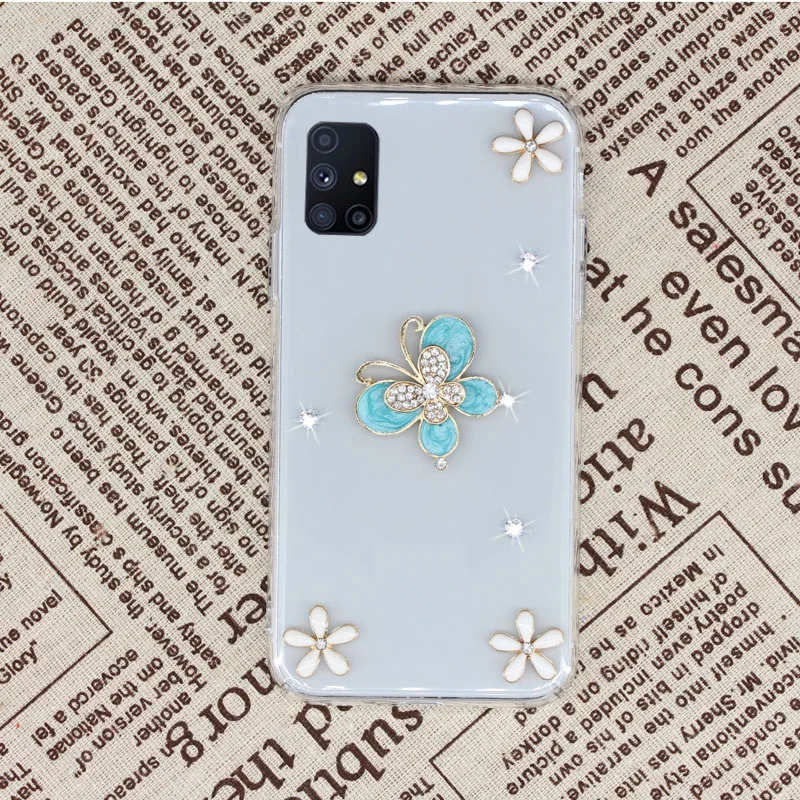 

For Samsung M51 Case PC Transparent DIY Shiny Diamond Hard Protection Shockproof Back Cover For Samsung M51 SM-M515 Phone Cases