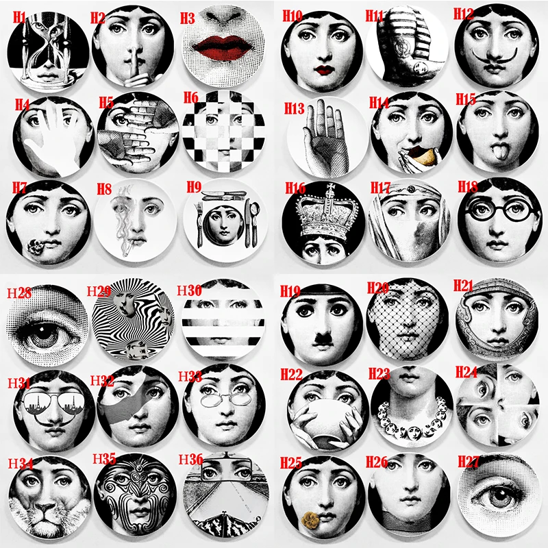 Rosenthal Piero fornasetti тарелки черно-белые иллюстрации подвесные блюда образец комнаты/дома/отеля Декор Кавальери лицо Керамические ремесла