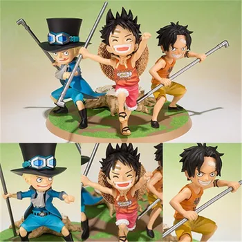 

ONE PIECE Luffy Ace Sabo Limited Statue Childhood Three Brothers Agreement Scene PVC Action Figure Model Toys BOX Y1065