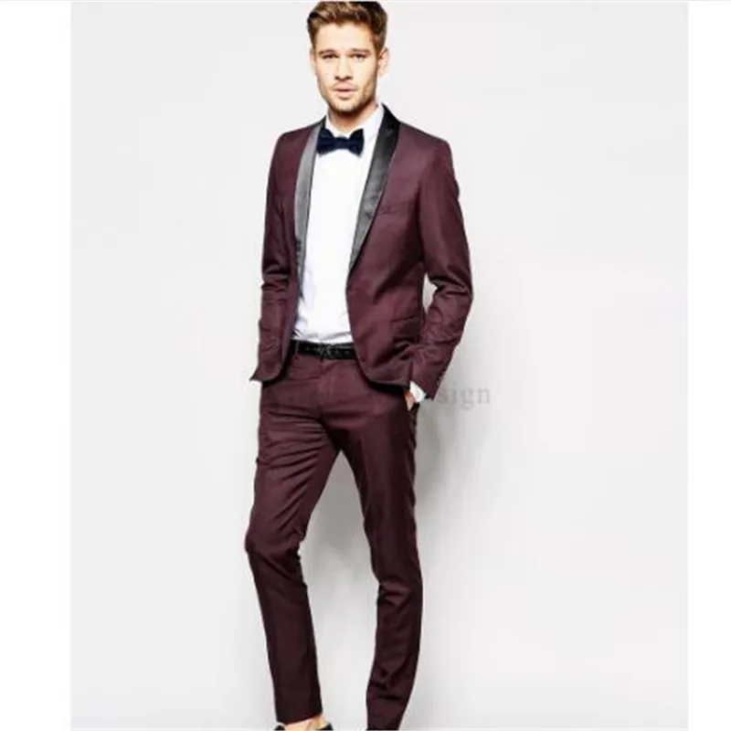 

Latest Coat Pant Designs Red One Button Men Suit Slim Fit 2 Piece Formal Tuxedo Custom Groom Prom Blazer Ternos(Jacket+Pant+Tie)
