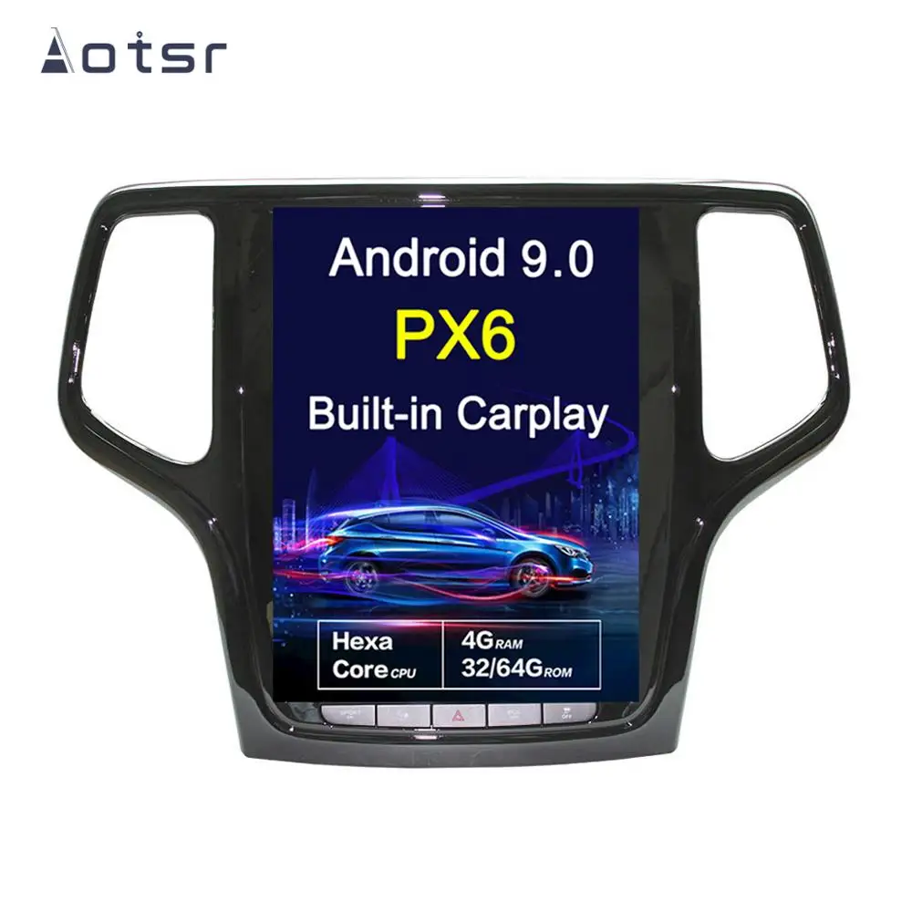 10,4 дюйма Tesla стиль Android 9,0 64GB Автомобильный gps-навигатор для JEEP Grand Cherokee- Золотой головное устройство мультимедийный плеер радио