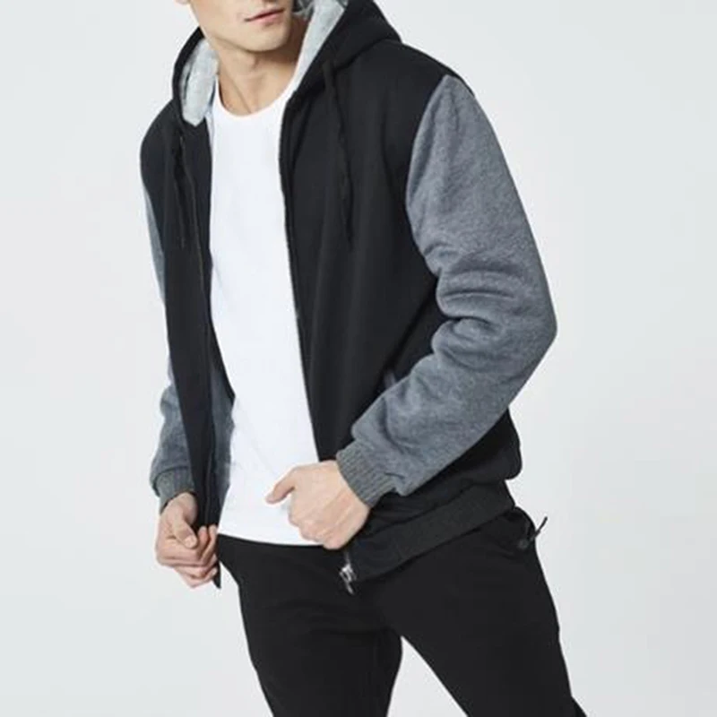 Men's Baseball Hoodies Uniform Winter Autumn Male Zipper Patchwork