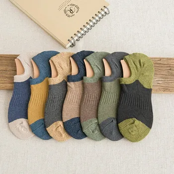 

Breathable Men Patchwork Cotton Casual Invisiable Socks Cosy Sports Non-slip Male Short Socks Summer Boys Low Cut Hosiery