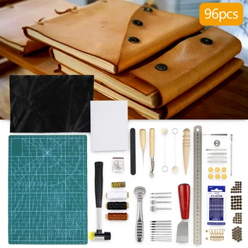 

96pcs/set Leather Craft Tool Set DIY Carving Punching Sewing Work Kit Stitching Hand Burnish Needle Manual Accessories