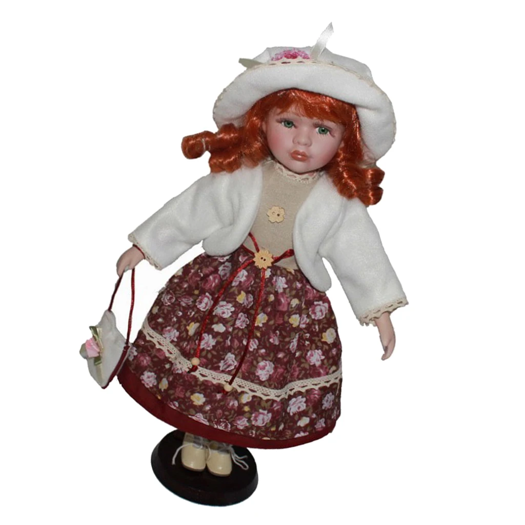 Porcelain Doll Girl Figures With Adjustable Display Support Victorian Female Figures Collections Beautiful Figurines Statues
