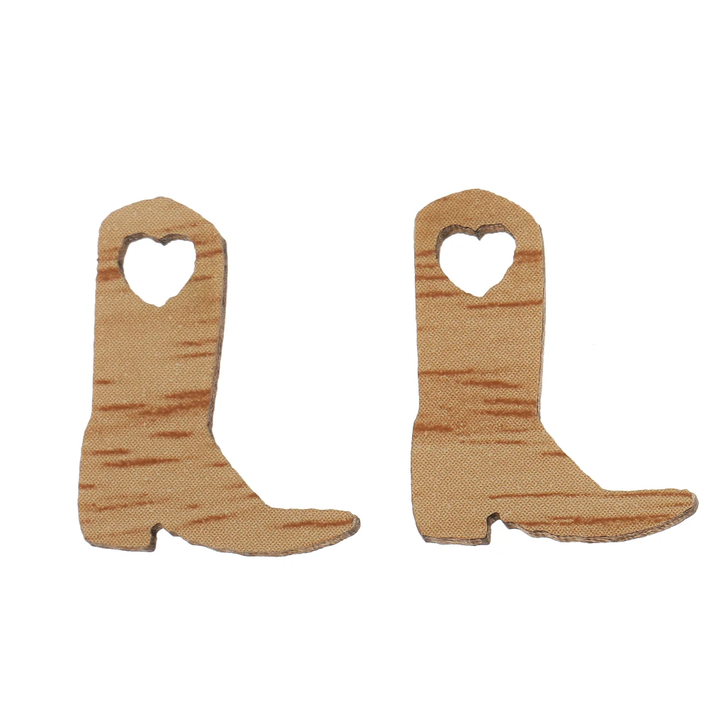Pack of 50 Pieces Cowboy Boot Wooden Embellishments Crafts Embellishment for Wedding