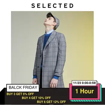 

SELECTED Men Windbreaker Trench Mid-length Plaid Trench Jacket Coat S|4193OM535