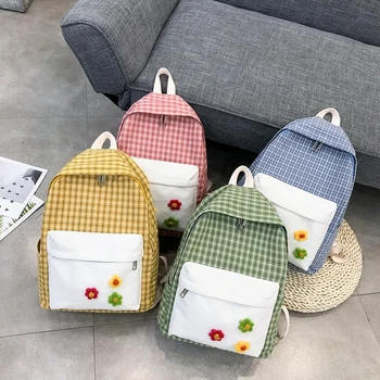

LENLEI Fashion Backpack Grid Pattern Women Backpack High Quality Canvas School Bags For Teenage Girls Mochilas Female Backpack