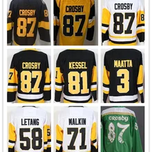 Сшитая Мужская футболка Sidney Crosby Patric Hornqvist Evgeni Malkin Kris Letang Matt Murray Phil Kessel Jake Guentzel Bryan Rust